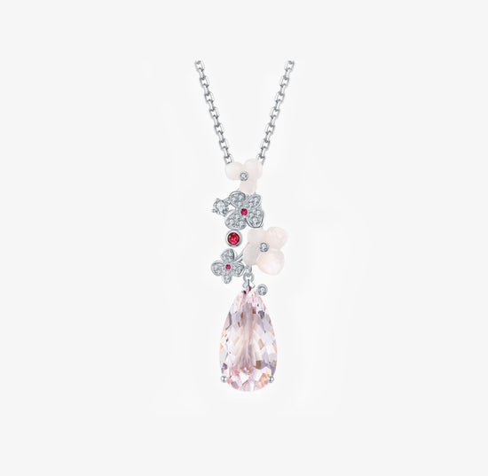 FAUNA &FLORA -粉色摩根石和红宝石钻石项链