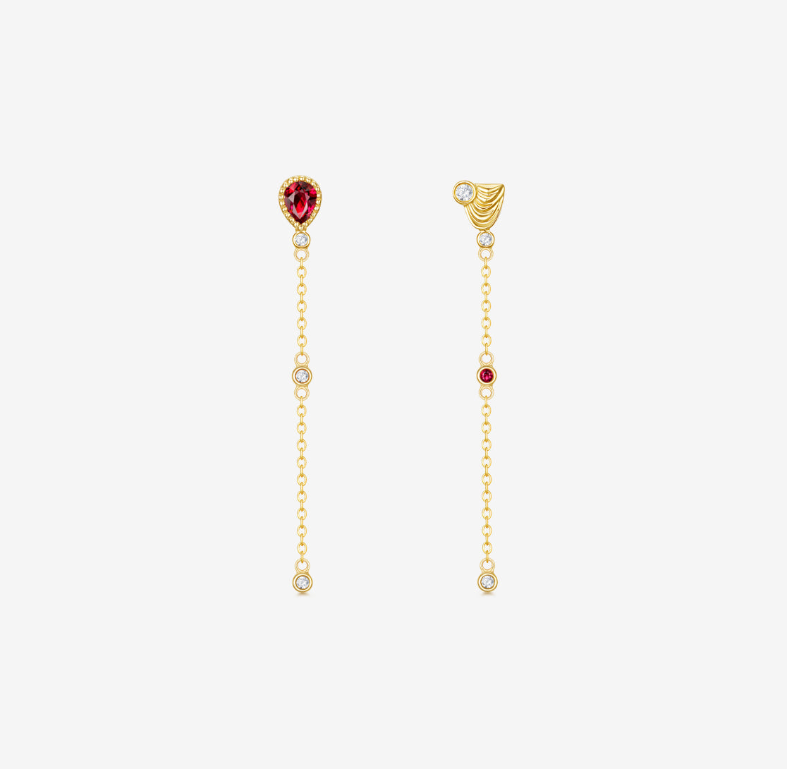 CONCERTO - Ruby and Diamond Earrings in 18K Yellow Gold