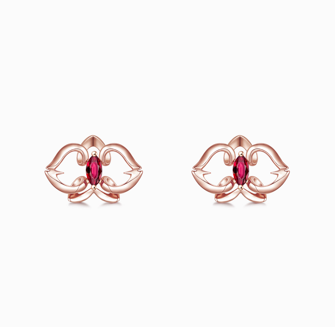 FAUNA &FLORA - 18K 玫瑰金红宝石耳环
