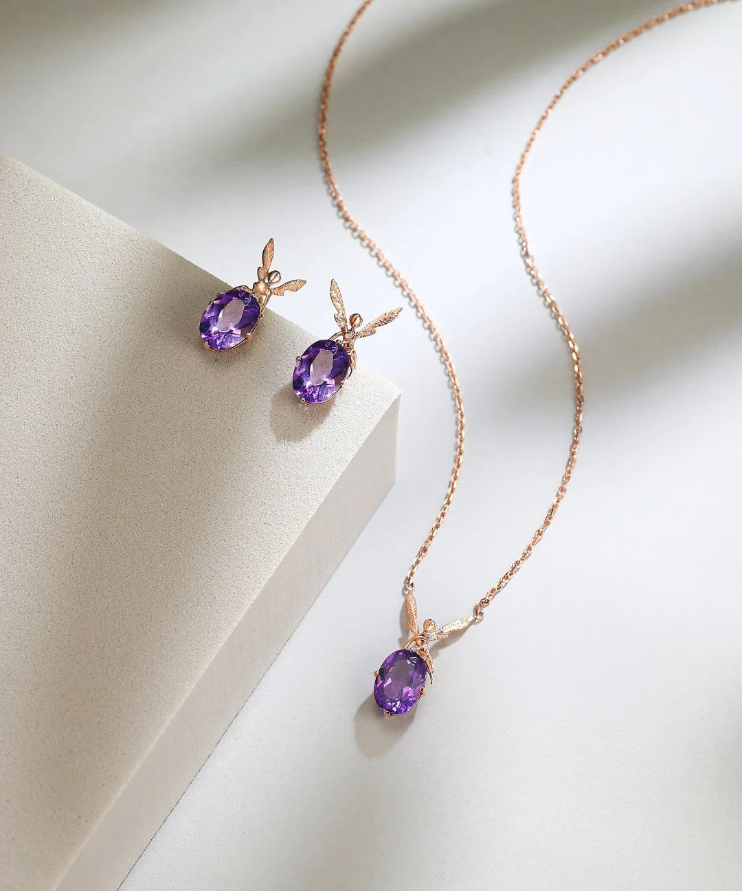 Load image into Gallery viewer, DATURA • ASTRA - 18K Rose Gold Amethyst Earring
