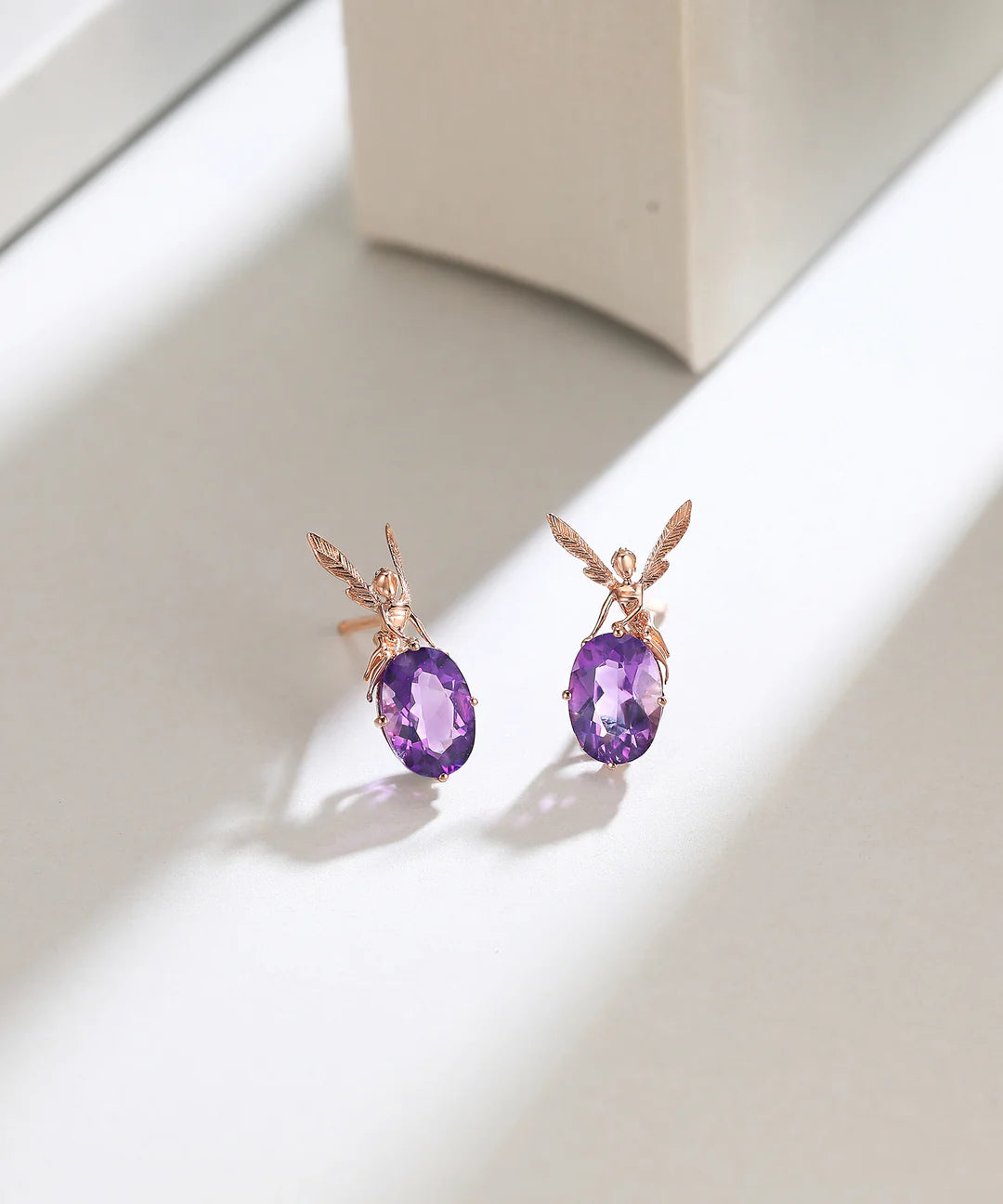 Load image into Gallery viewer, DATURA • ASTRA - 18K Rose Gold Amethyst Earring
