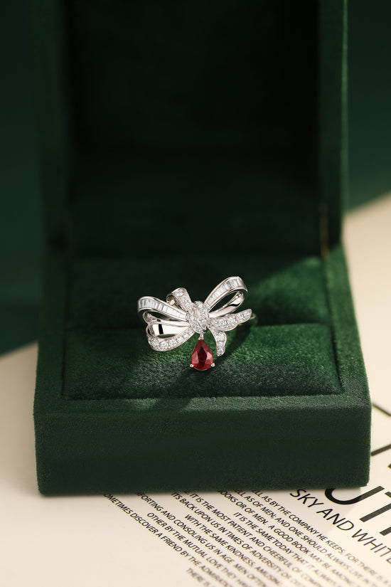Load image into Gallery viewer, Bow Tie -18K white gold ruby ring
