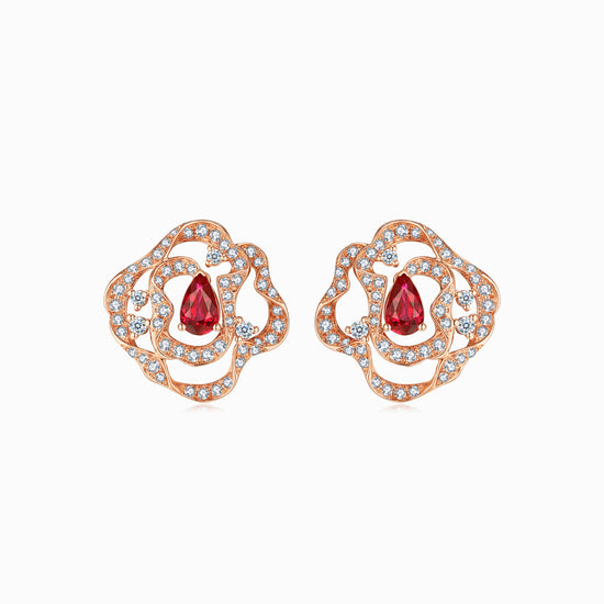 FAUNA & FLORA - Ruby in 18K Rose Gold Earrings