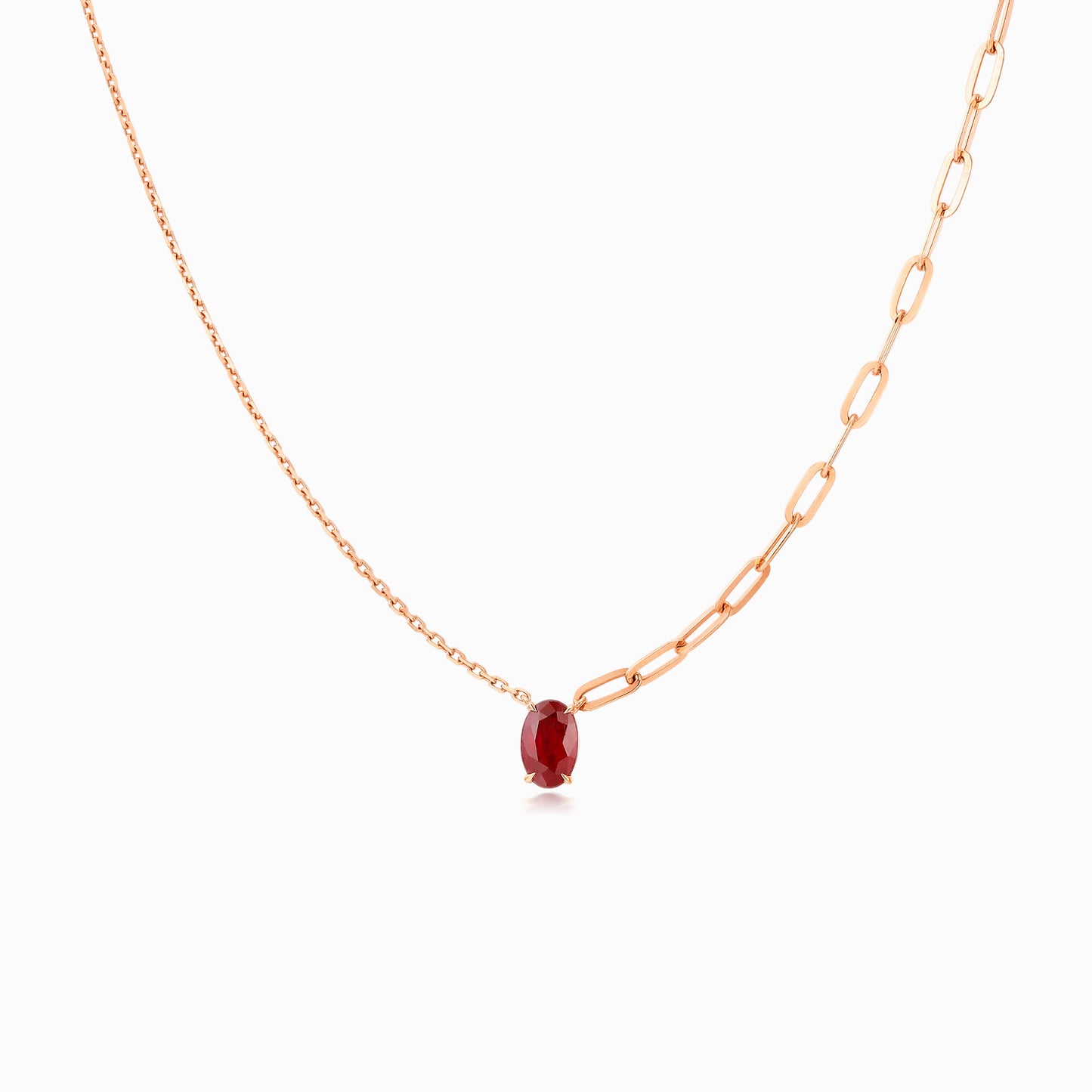 LEGACY- 18K Rose  Gold Dimond Ruby Necklace