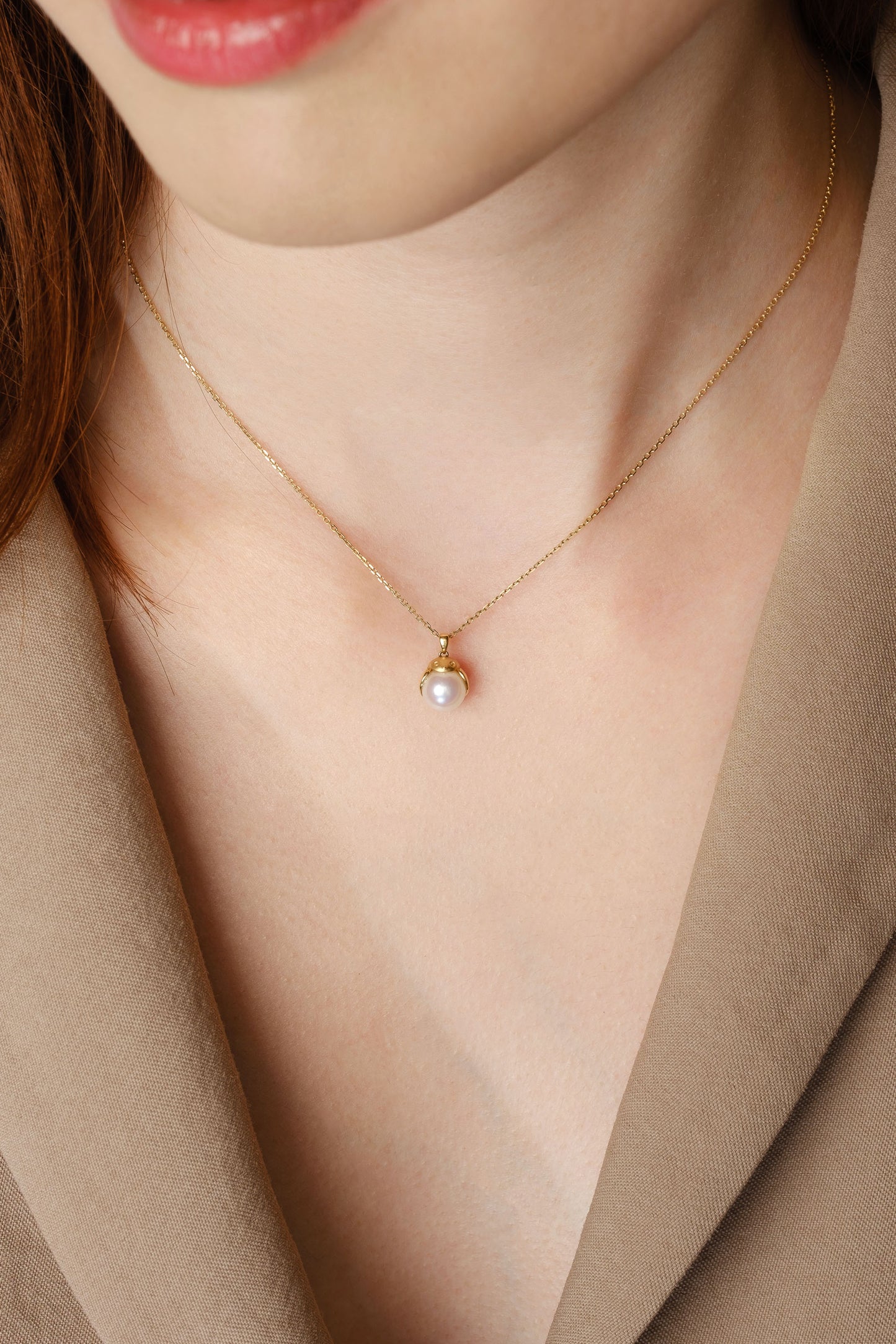 ROBIN - Akoya Pearl in 18K Rose Gold Necklace S (Customized Service)
