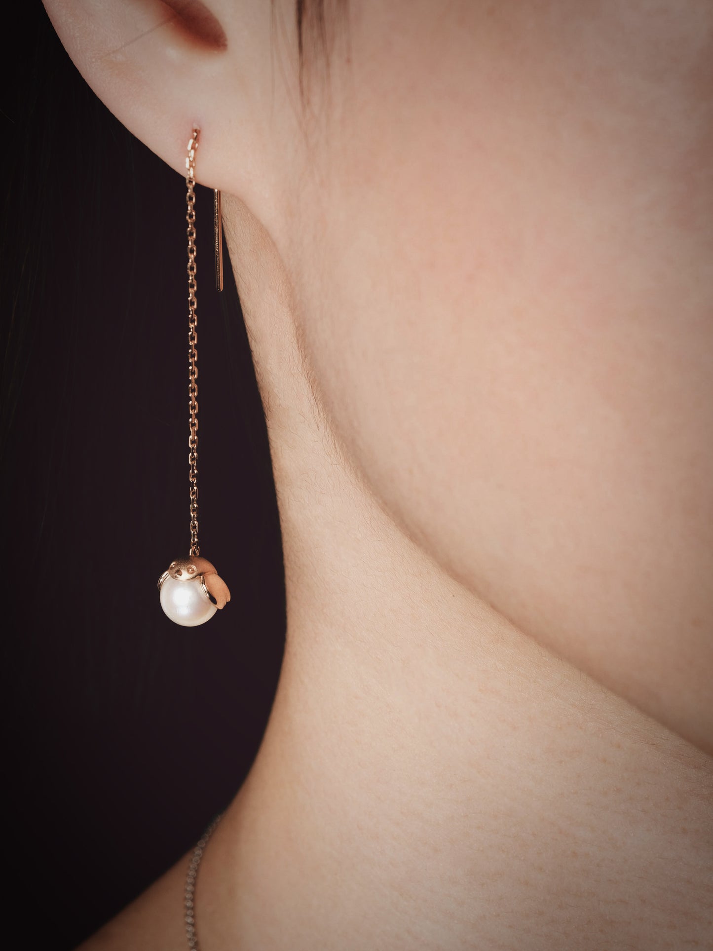 ROBIN - Akoya Pearls set in 18K Rose gold Earring(M)