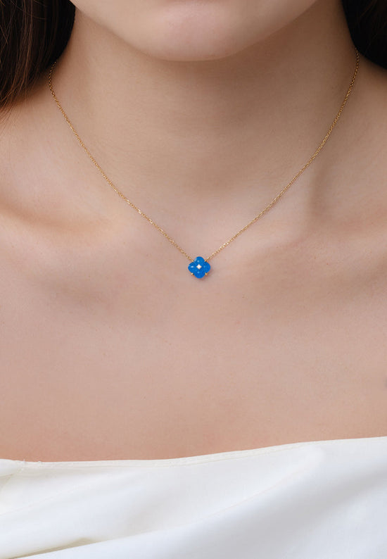 Fontana di Trevi – Mini-Halskette aus blauem Chalcedon und Diamant 