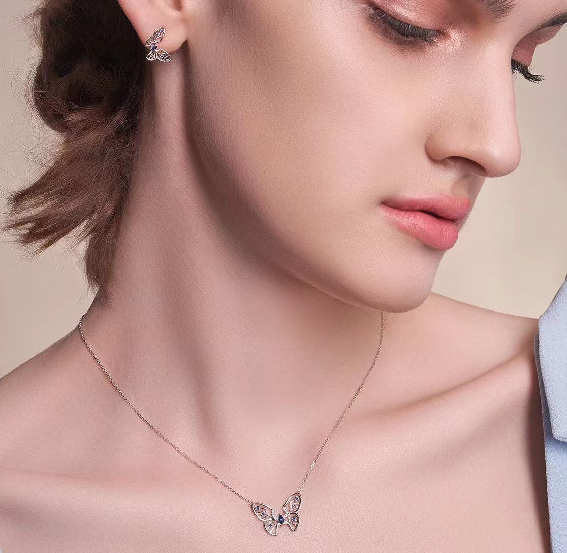 FAUNA & FLORA - Sapphire in 18K White Gold Earrings