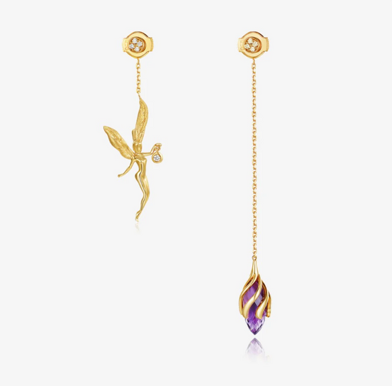 Load image into Gallery viewer, DATURA • ASTRA - Amethyst and Diamond Duality Earring
