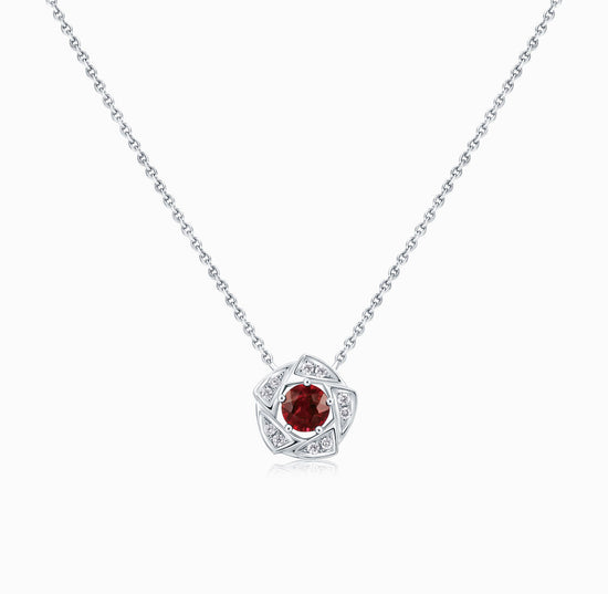 DATURA • ASTRA  18K White Gold Diamond and Garnet Necklace