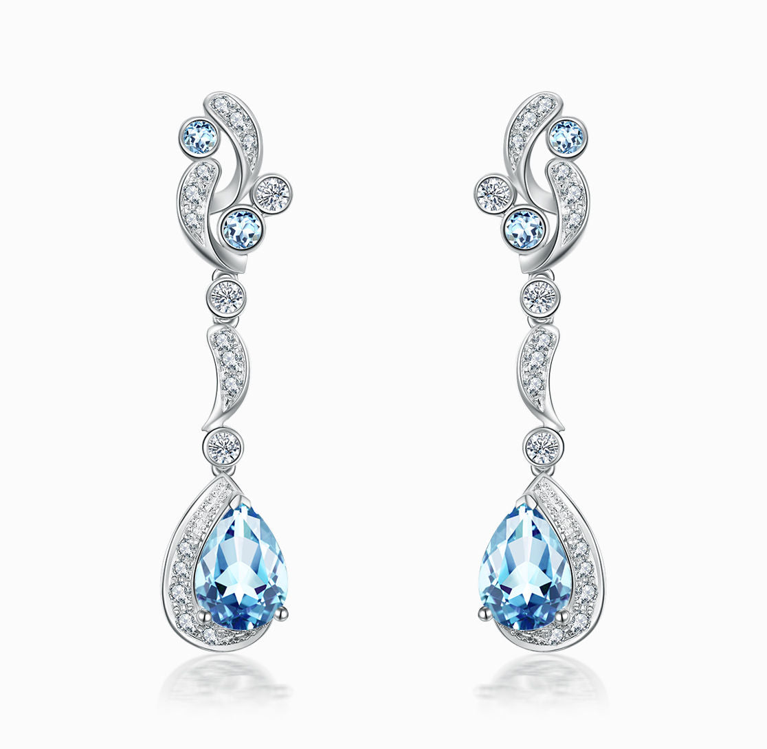 Aquamarine and Diamond Dangle Earrings - R.F. Moeller Jeweler