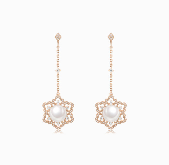 ROMAnce • 18k Rose gold Diamond and saltwater pearl earring(Customized Service)