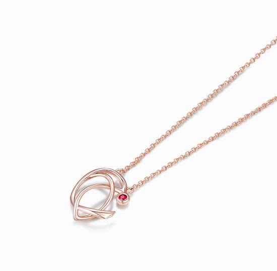ROBIN - Ruby in 18K Rose Gold Necklace(Customized Service)