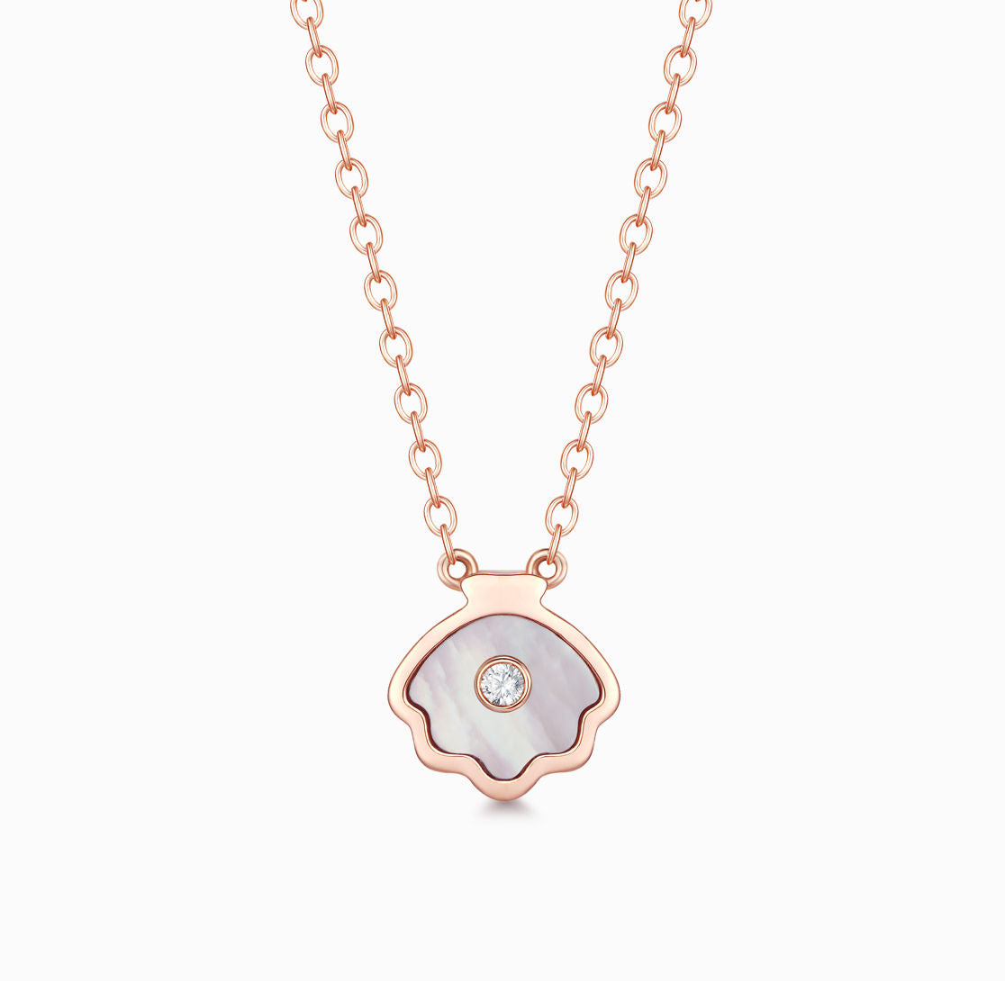 OCEAN-18K Rose Gold Mother Of Pearl and Diamond Necklace(Customized Service)