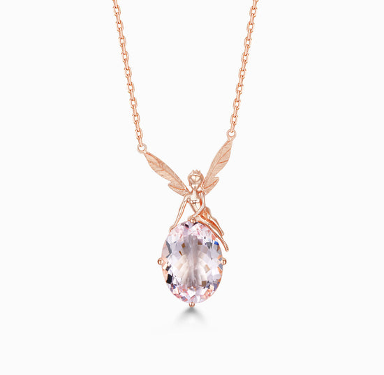 Morganite Necklace | Cushion Shape Morganite With Diamond Halo In 14 Karat Rose  Gold With 18 Inch Chain