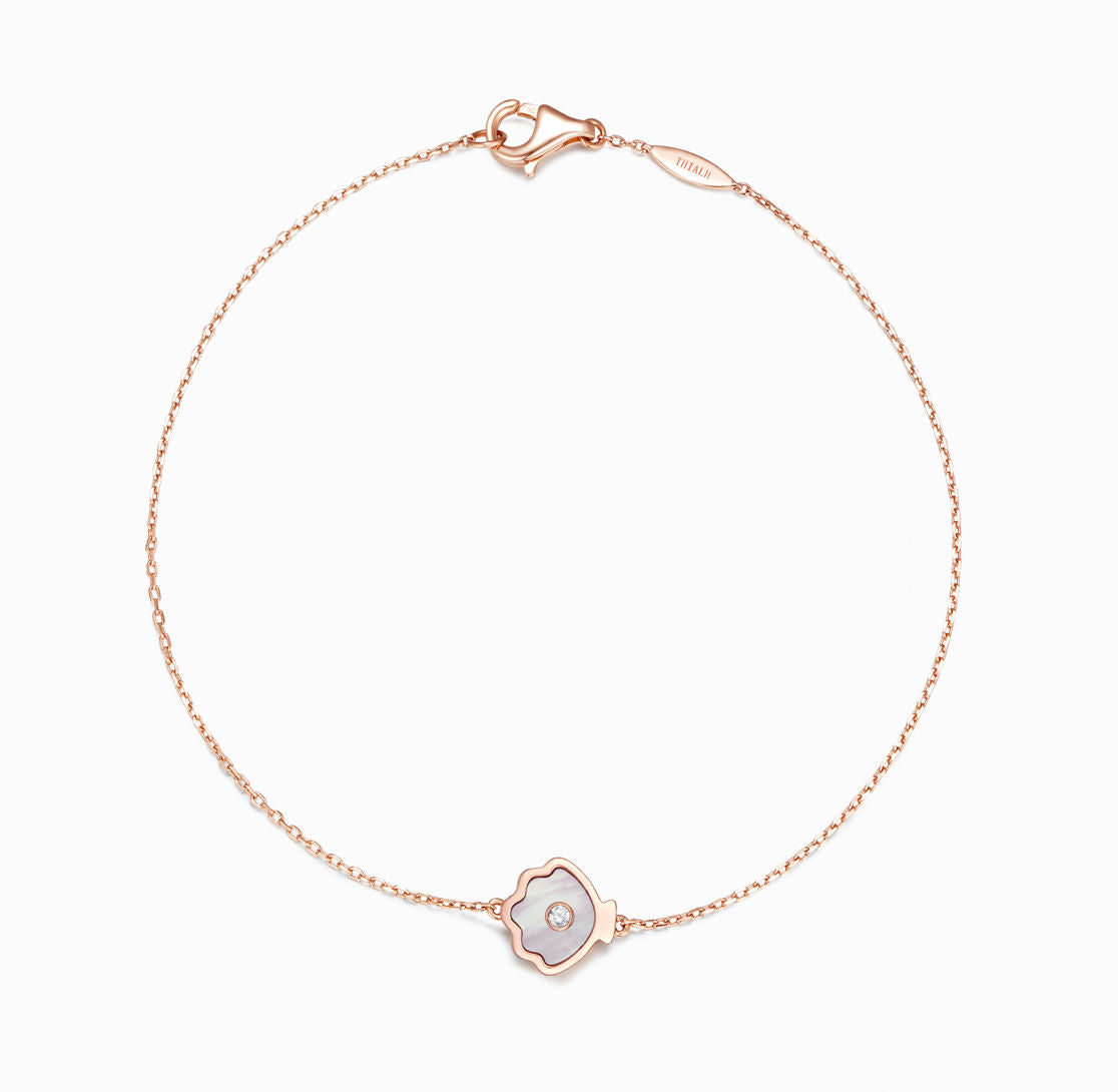 OCEAN-Armbänder aus 18-karätigem Roségold mit Perlmutt und Diamanten (individueller Service)