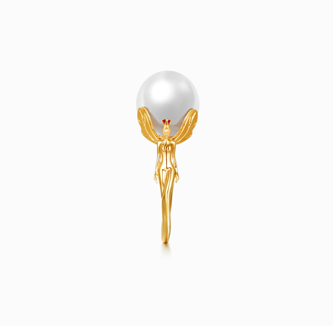 DATURA • ASTRA - 18K Yellow Gold Ruby and Freshwater Pearls Ring(Customized Service)